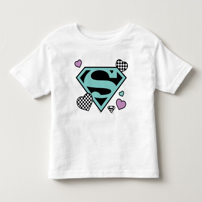Camiseta Infantil Skater Girl Supergirl Hearts-Shield (Frente)