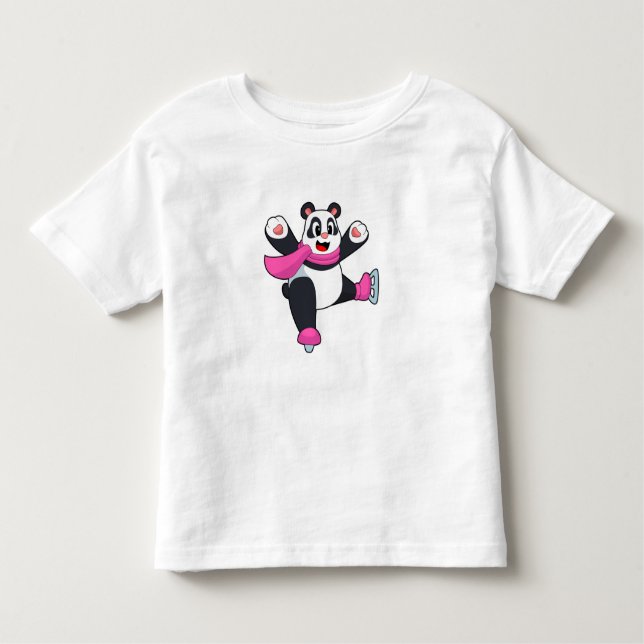 Camiseta Infantil Skates de gelo de patinagem Panda (Frente)