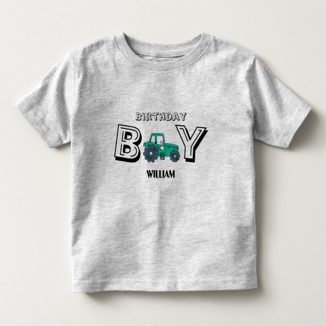 Camiseta Infantil Sketchy Trator Fazenda Boy Birthday (Frente)