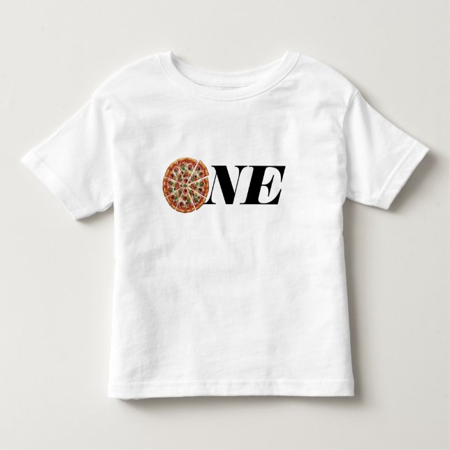 Camiseta Infantil Slice of Fun 1st Birthday, One Pizza T-Shirt (Frente)