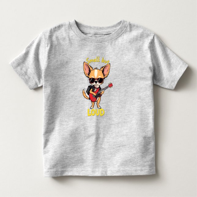 Camiseta Infantil Small But Loud Chihuahua Rock Star Guitar T-Shirt (Frente)