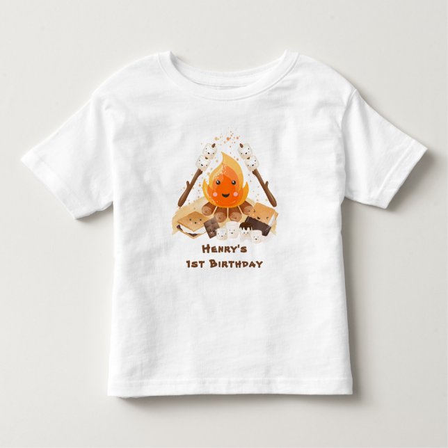 Camiseta Infantil S'more Campfire Cute Birthday (Frente)