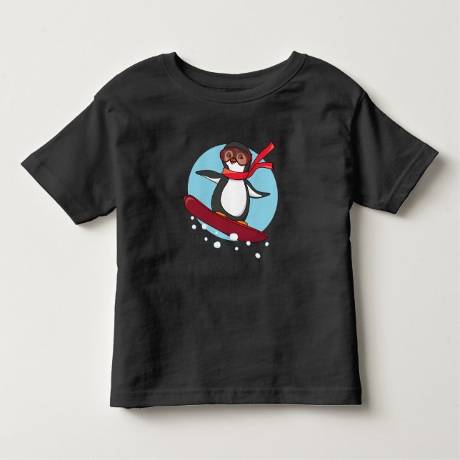 Camiseta Infantil Snowboard Penguin (Frente)