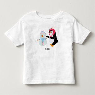 Camiseta Infantil Snowman e Pinguim congelados