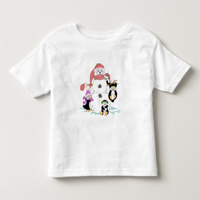 Camiseta Infantil Snowman E Pinguins Natal (Frente)