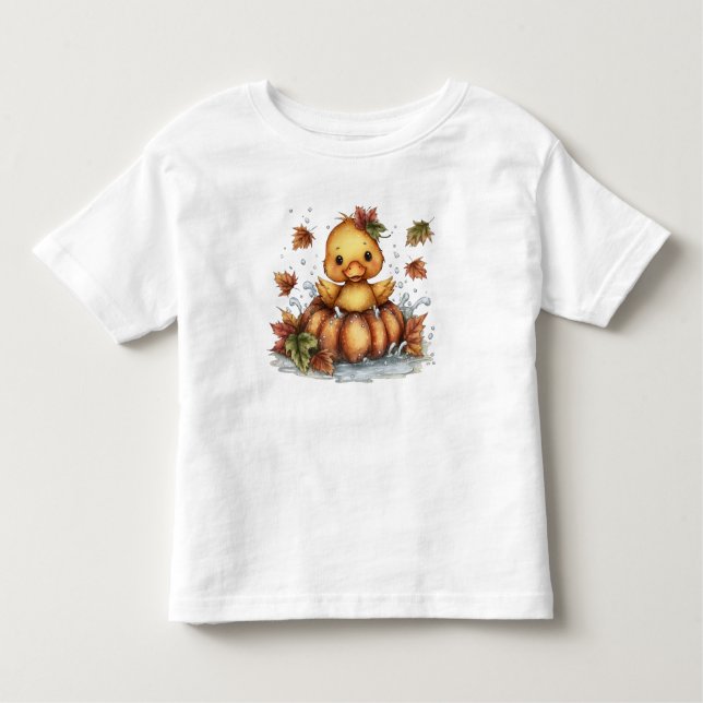 Camiseta Infantil Só passeando, Pato Queda Brincando De Pumpkin (Frente)