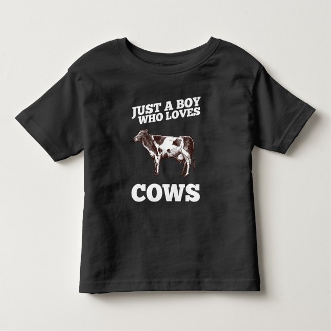 Camiseta Infantil Só Um Menino Que Adora Vacas Engraçadas Em Rancho  (Frente)