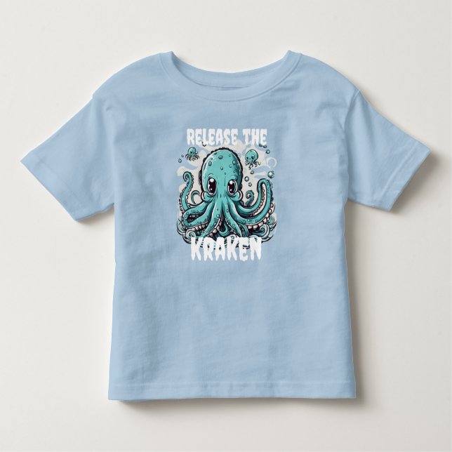 Camiseta Infantil Solte o KRAKEN! Octopus bonito (Frente)