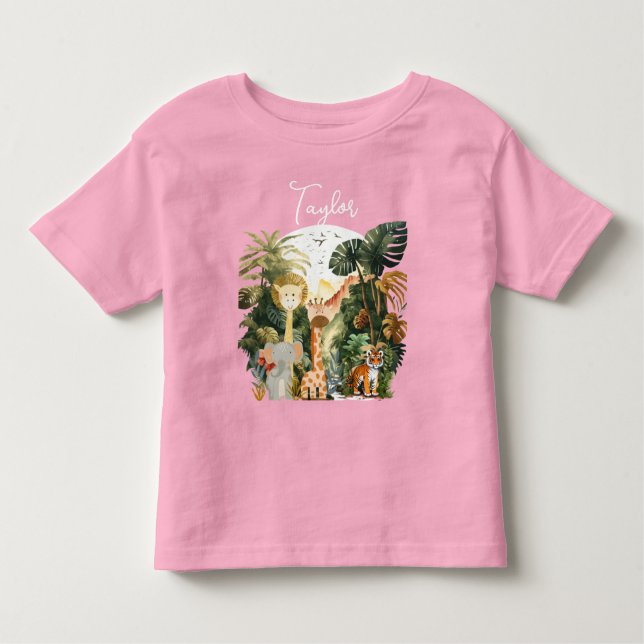 Camiseta Infantil Sonho Safari Exótico de Animais da Selva (Frente)