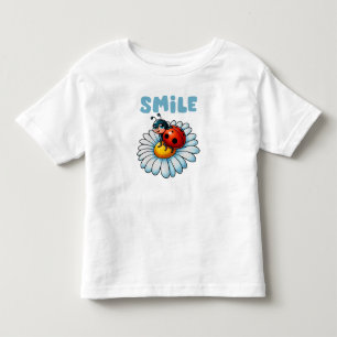 Camiseta Infantil Sorria, bela Ladybug em uma Daisy Flower Kids