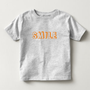 Camiseta Infantil "Sorria" cinza de letras laranja