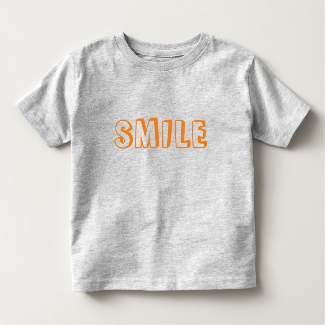 Camiseta Infantil "Sorria" cinza de letras laranja (Frente)