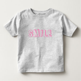 Camiseta Infantil "Sorria" cinza rosa