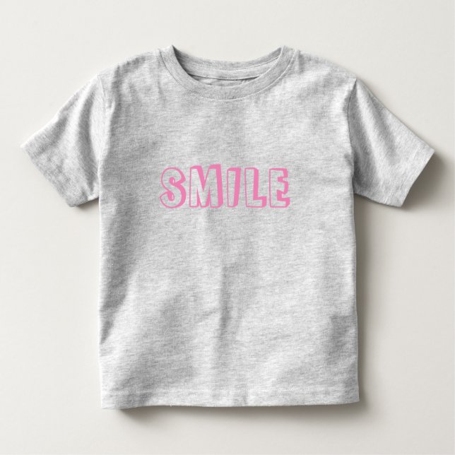 Camiseta Infantil "Sorria" cinza rosa (Frente)