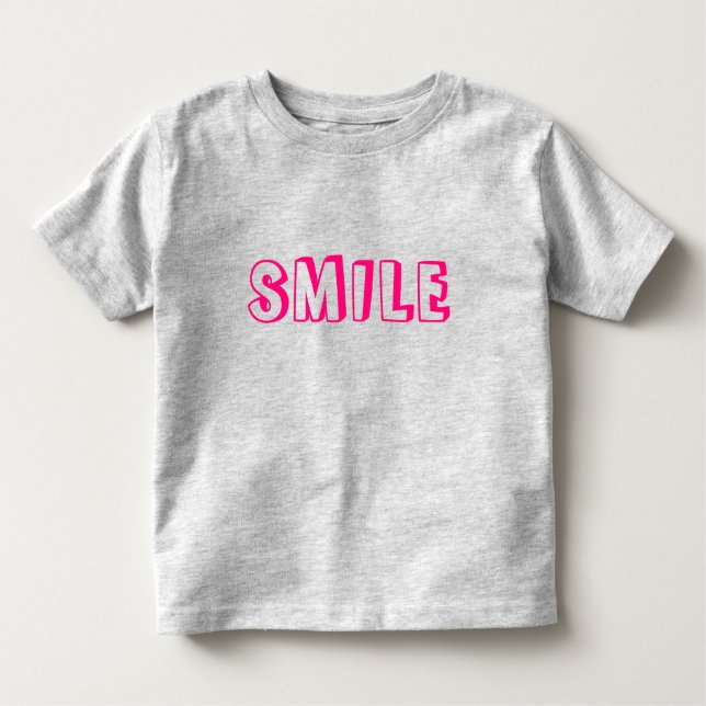 Camiseta Infantil "Sorria", letras cor-de-rosa-quente "fuchsia" (Frente)