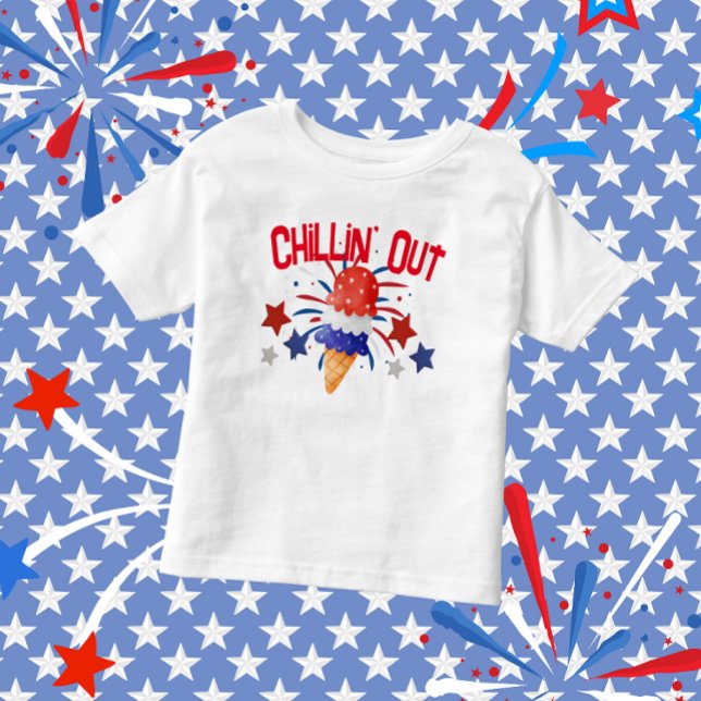 Camiseta Infantil Sorvete Chillin' Out 4 de julho (Criador carregado)