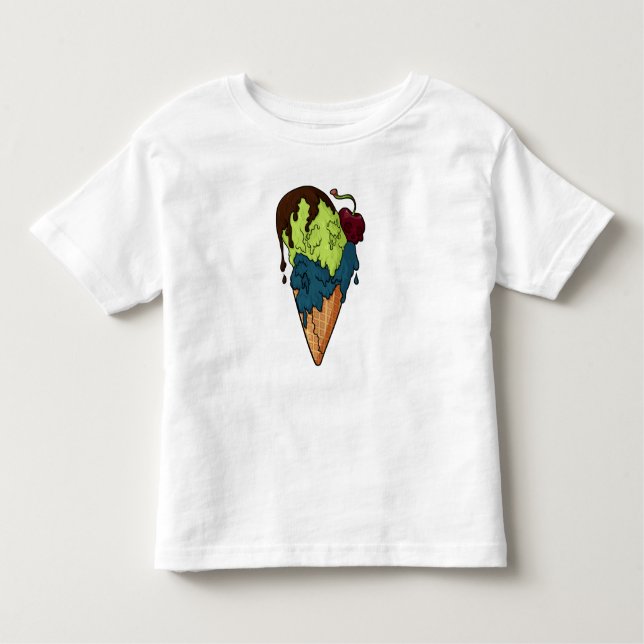 Camiseta Infantil Sorvete Crânio Misterioso e Doce (Frente)