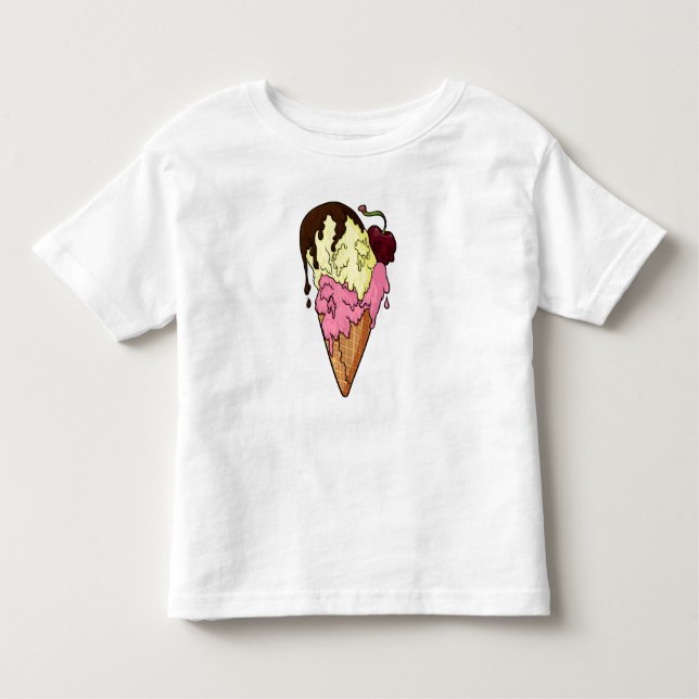Camiseta Infantil Sorvete de crânio de banana e morango doce (Frente)