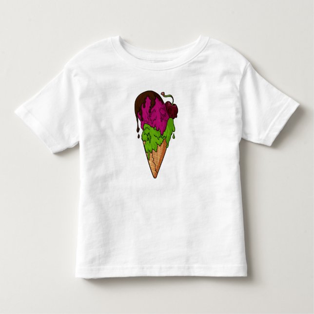 Camiseta Infantil Sorvete de crânio de Berry Doce (Frente)