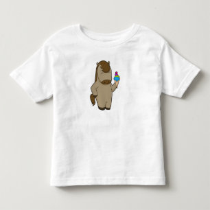 Camiseta Infantil Sorvete de waffle de cavalo