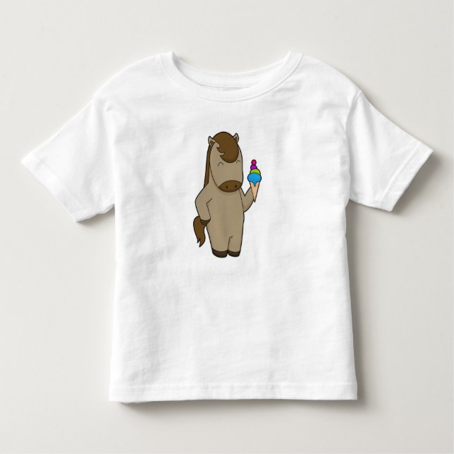 Camiseta Infantil Sorvete de waffle de cavalo (Frente)