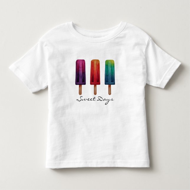Camiseta Infantil Sorvetes de picolé de cor aquosa (Frente)