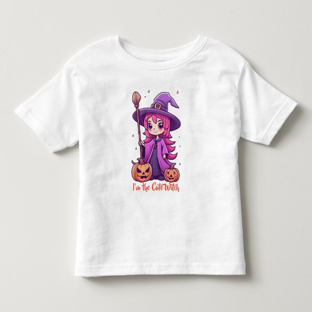 Camiseta Infantil Sou a Bruxa Fofa Pink Girly Halloween (Frente)