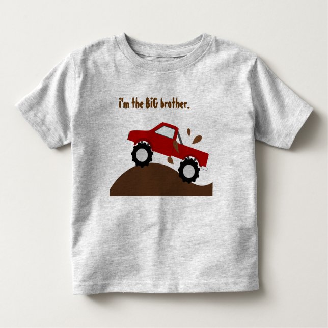 Camiseta Infantil Sou o Grande Irmão Red Monster Truck (Frente)