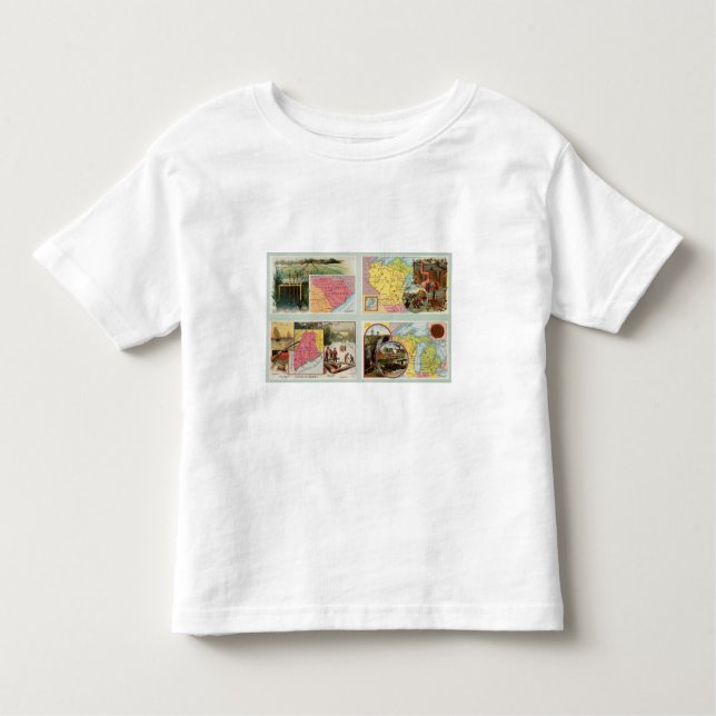 Camiseta Infantil South Carolina, Wisconsin, Maine, Michigan (Frente)