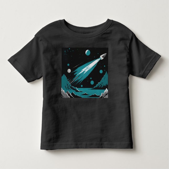 Camiseta Infantil Space Rocket – Grey & Blue Toddler T-Shirt (Frente)