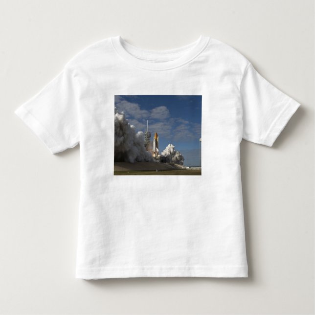 Camiseta Infantil Space Shuttle Atlantis levanta 23 (Frente)
