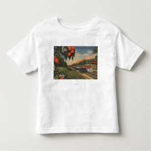 Camiseta Infantil Special alaranjado da flor do trem