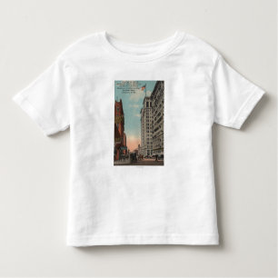 Camiseta Infantil Spokane, WA - vista do centro com Horsecarts
