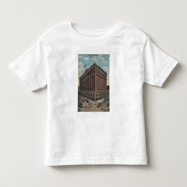 Camiseta Infantil Spokane, WA - vista do hotel de Davenport (Frente)