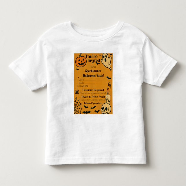 Camiseta Infantil Spooky Halloween Bash Invite | Fantasmas e Jogos (Frente)