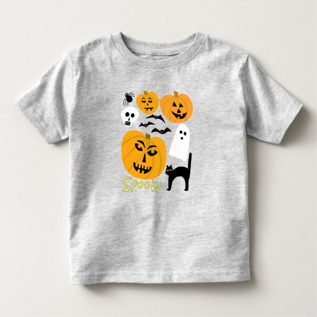 Camiseta Infantil Spooky Pumpkins encantando o Halloween Ghosts Bats (Frente)
