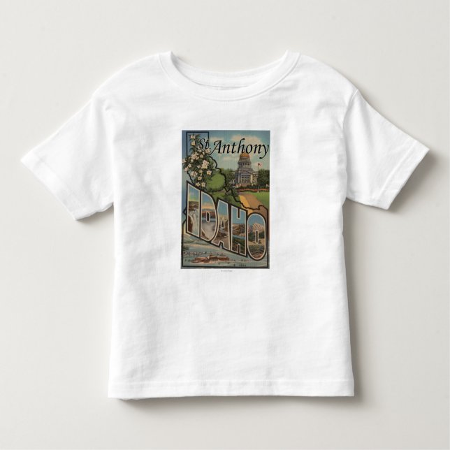 Camiseta Infantil St Anthony, Idaho - grandes cenas da letra (Frente)