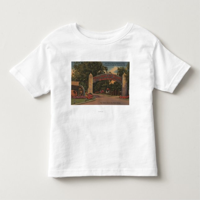 Camiseta Infantil St Augustine, FL - fonte da entrada da juventude (Frente)