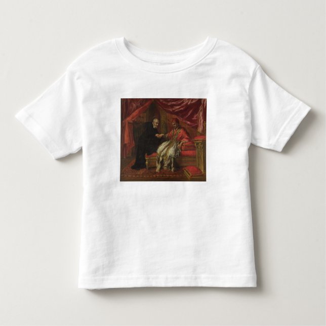 Camiseta Infantil St. Filippo Neri que cura o papa Clemente VIII (Frente)