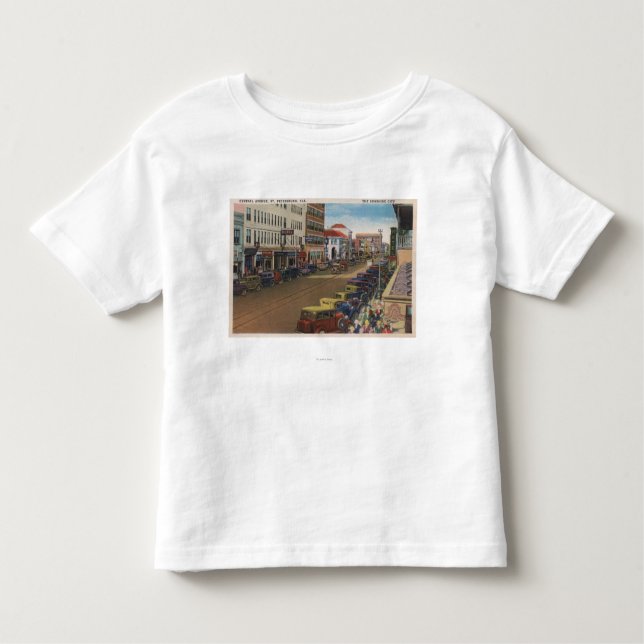 Camiseta Infantil St Petersburg, FL - vista da avenida central com (Frente)