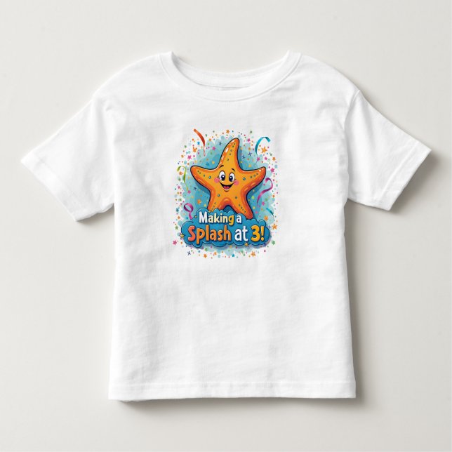 Camiseta Infantil Starfish aniversário de 3 anos Fazer a Splash a 3 (Frente)