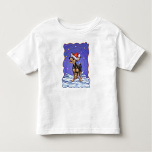 Camiseta Infantil Starry Night Festivo Chihuhua em Santa Hat