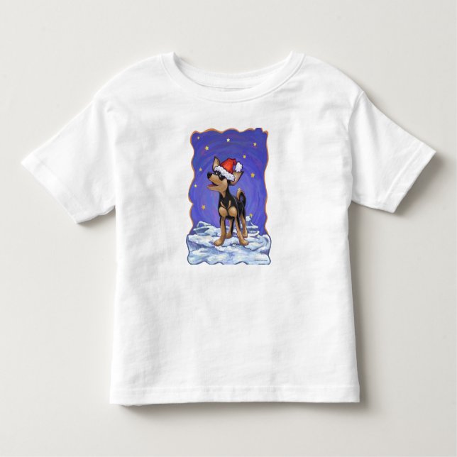 Camiseta Infantil Starry Night Festivo Chihuhua em Santa Hat (Frente)