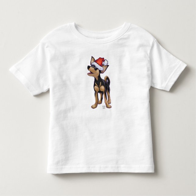 Camiseta Infantil Starry Night Festivo Chihuhua em Santa Hat (Frente)