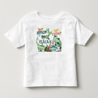 Camiseta Infantil Stomp Chomp Roar Dinossaur 4º Aniversário