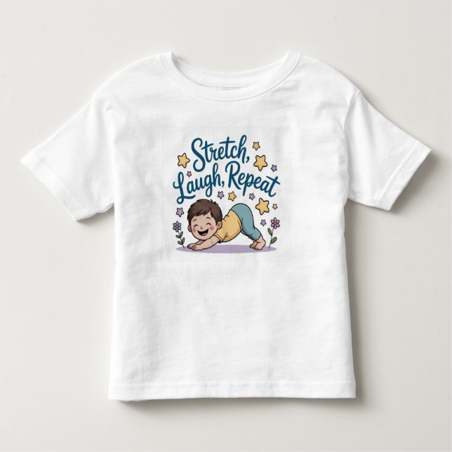 Camiseta Infantil Stretch laugh repeat yoga lover (Frente)