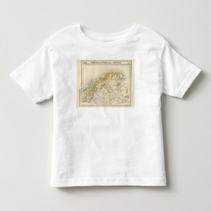Camiseta Infantil Suecia, mapa do atlas de Noruega