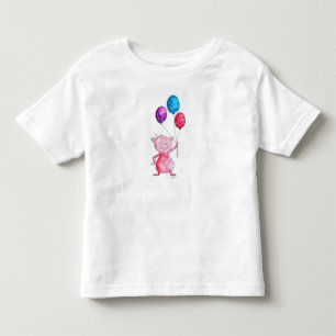 Camiseta Infantil Suíno branco rosa com balões