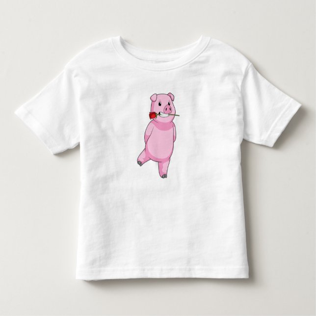 Camiseta Infantil Suíno com ventilador de Rosa (Frente)