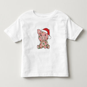 Camiseta Infantil Suínos de Natal para Porcos